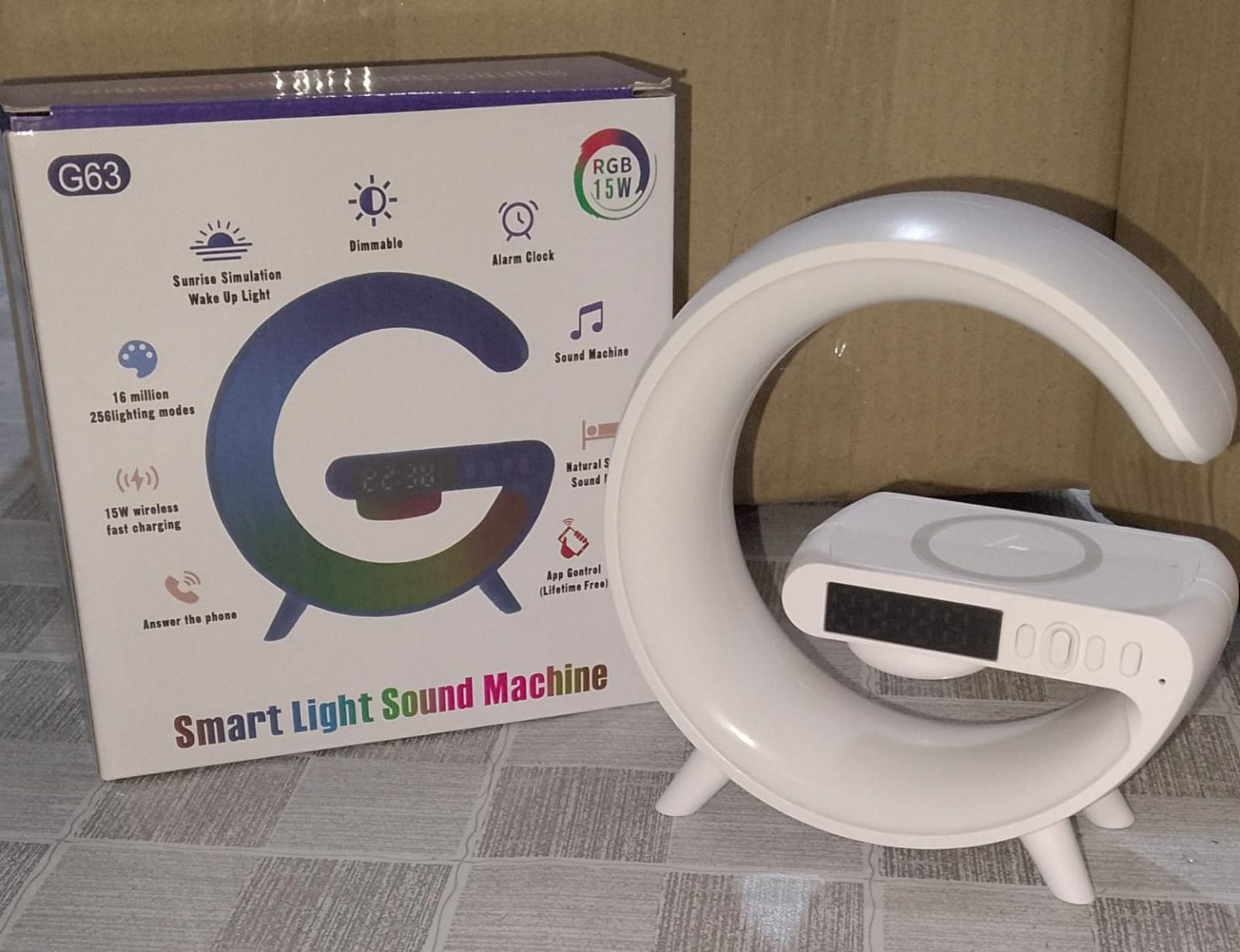 G63 Rgb Light Bluetooth Speaker Charging 4 In 1 Led Atmosphere Rgb Night Light Alarm Clock Desk Lamp Bluetooth Speaker Wireless Charging Modern