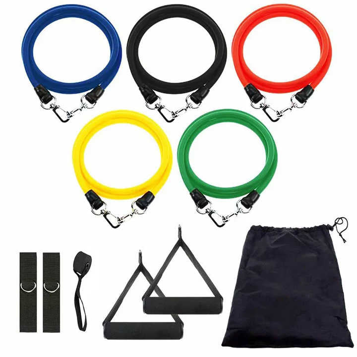 Home Gym Workout 11 Pcs Rubber elastic Fitness band Tpe Exercise Resistance Band set