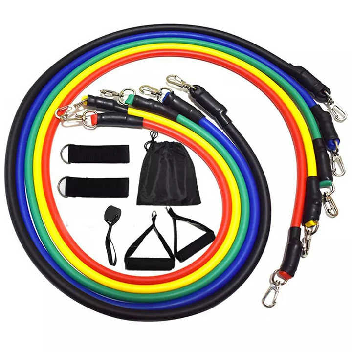 Home Gym Workout 11 Pcs Rubber elastic Fitness band Tpe Exercise Resistance Band set