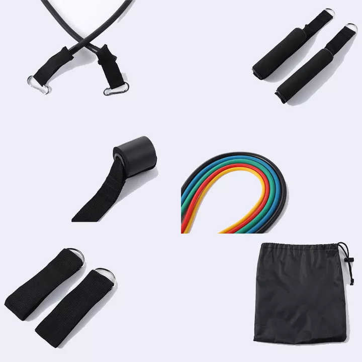 Home Gym Workout 11 Pcs Rubber elastic Fitness band Tpe Exercise Resistance Band set