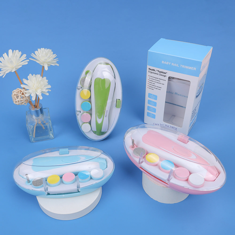 New Manicure Set with LED Light Protective Abs Baby Nail File and Electric Cutter Trimmer for Newborn Kids Adults