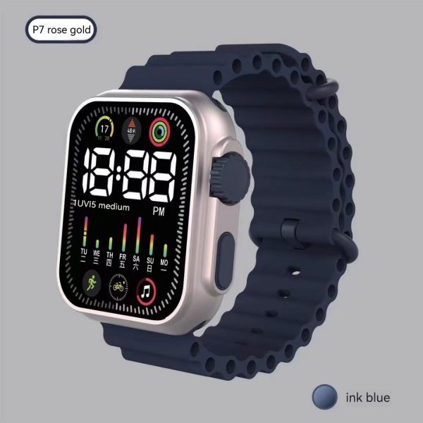 Led Electronic Watch | P7 Rose Gold Marine Band Fashion | Digital Sports Students Children Led Electronic Watch