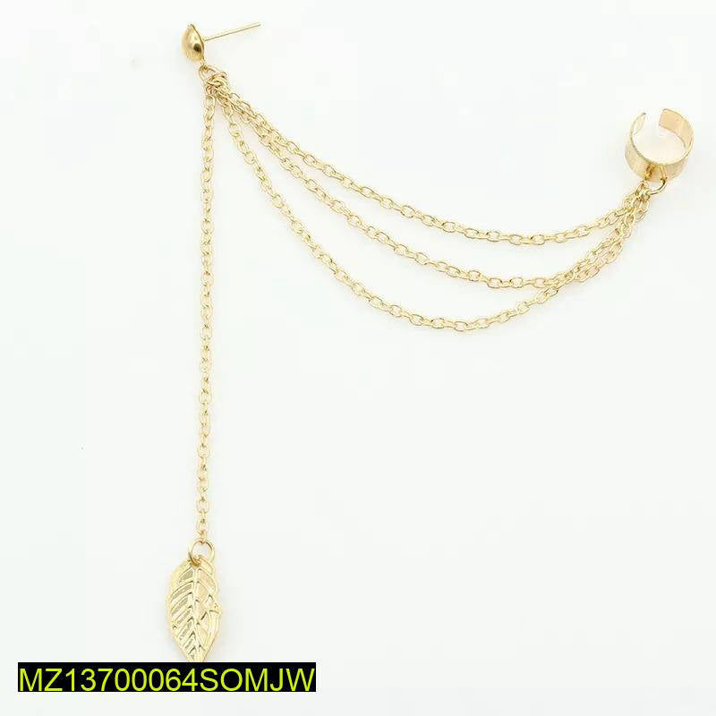 2pcs gold and silver plated leaf design ear clip earrings