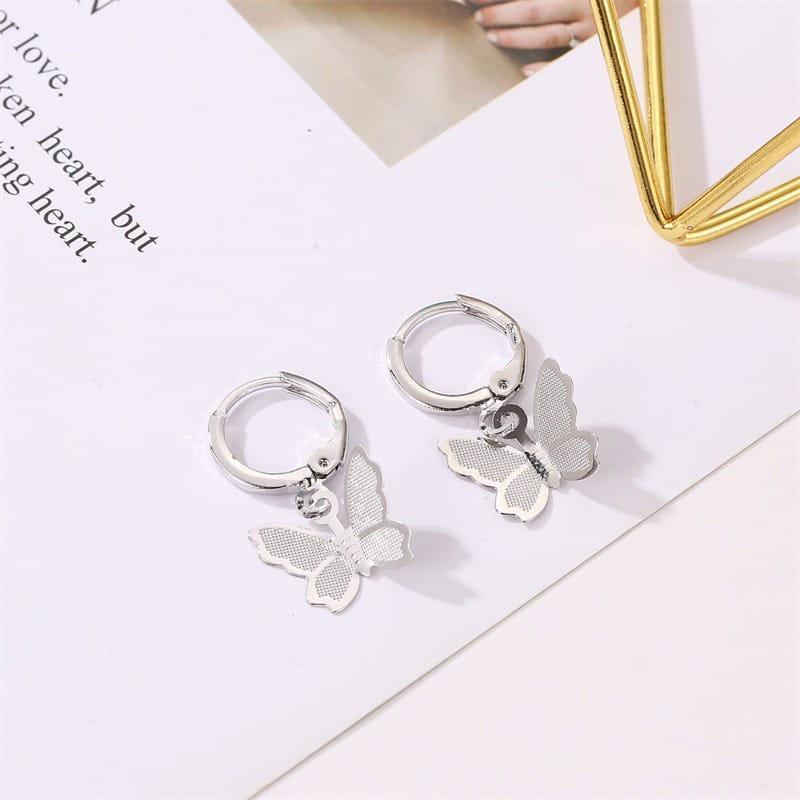 Elegant silver and golden plated with butterfly design earrings