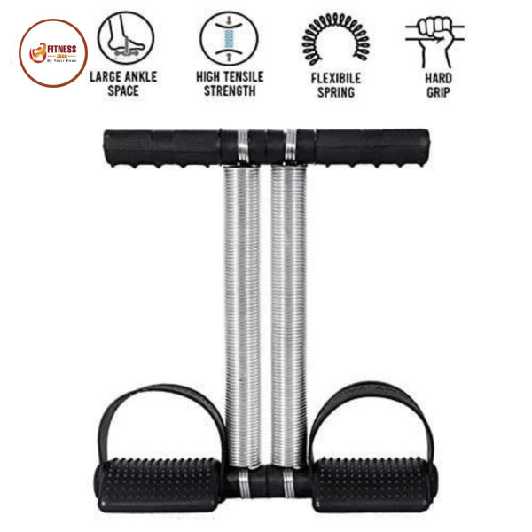 Foot Pedal Resistance Band Elastic Sit-up Pull Rope Yoga Fitness Gym – Elastic Pull Ropes Tummy Trimmer | Double Spring Tummy Trimmer ( Random Color