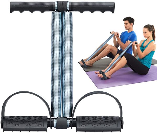 Foot Pedal Resistance Band Elastic Sit-up Pull Rope Yoga Fitness Gym – Elastic Pull Ropes Tummy Trimmer | Double Spring Tummy Trimmer ( Random Color