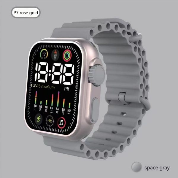 Led Electronic Watch | P7 Rose Gold Marine Band Fashion | Digital Sports Students Children Led Electronic Watch