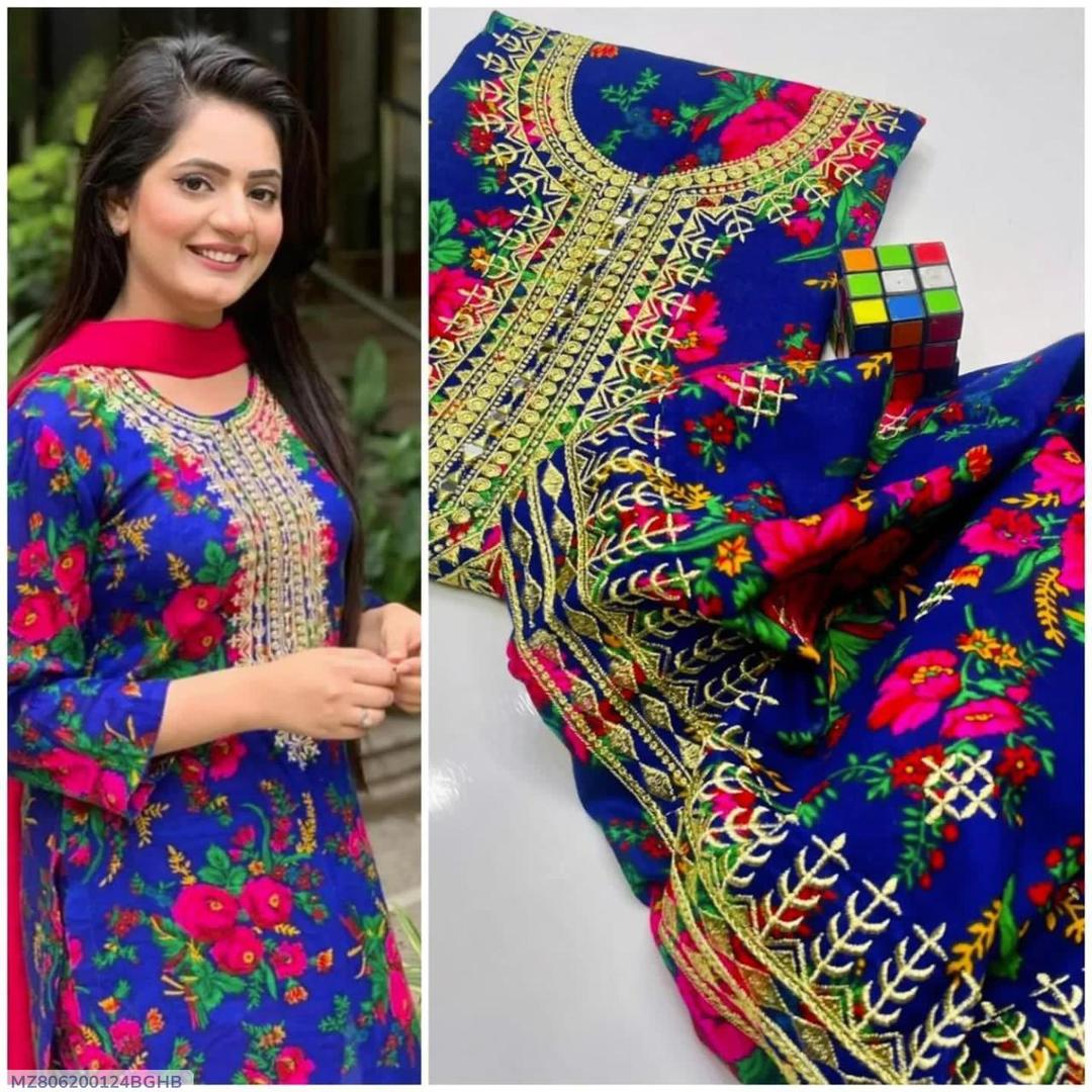 2 pcs women's unstitched marina mirror work suit