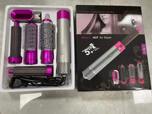 5 in 1 Hair Styling Straightener Hair Styler, Straightener for Women Curling Iron Set Salon One Step Hot Air Brush Curling Wand lonic Ceramic Hair Straightener Brush Electric Blow Dryer Curler for Women Girls